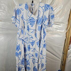Lane Bryant Blue and White Patterned Dress
